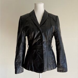 Berman’s Vintage Black Genuine Leather Blazer Jacket Women’s Size 10 80s / 90s